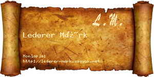 Lederer Márk névjegykártya